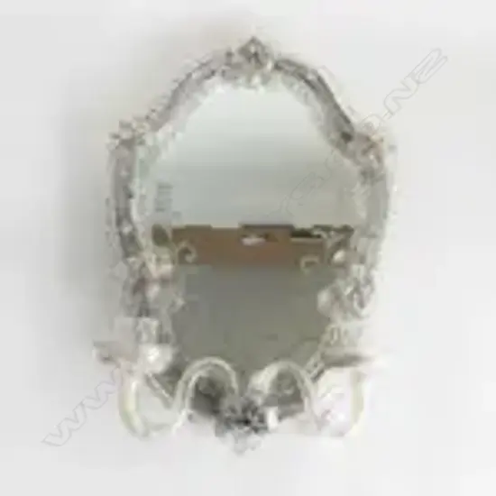 VENETIAN GLASS MIRROR w. 2 CANDLE STICKS H.400mm