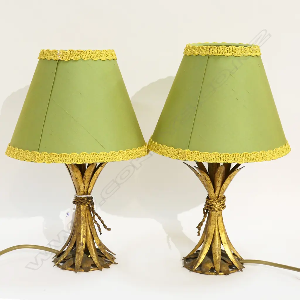 PR GILDED METAL HOLLYWOOD REGENCY STYLE TABLE LAMPS H.310mm Image 1++