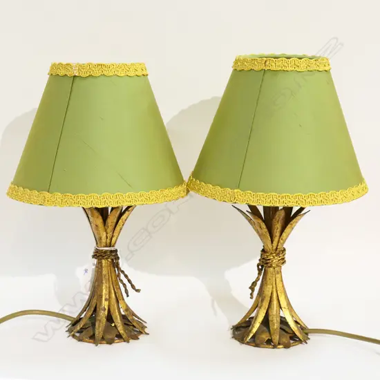 PR GILDED METAL HOLLYWOOD REGENCY STYLE TABLE LAMPS H.310mm