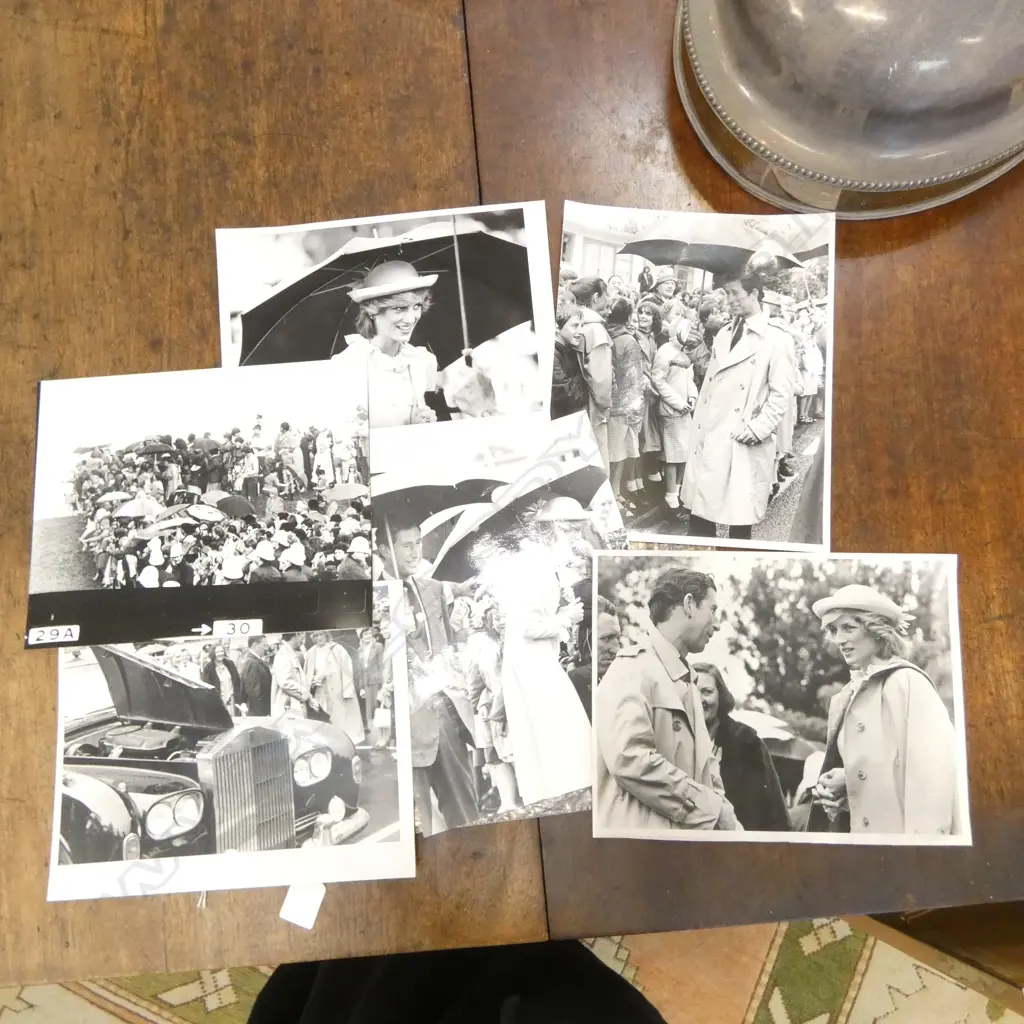 6 B/W PHOTOGRAPHS FROM CHARLES & DIANA NZ ROYAL TOUR 1983 MILFORD SCHOOL - ROSS WHITE / ROSS LAND NZ HERALD 255x200mm Image 1++