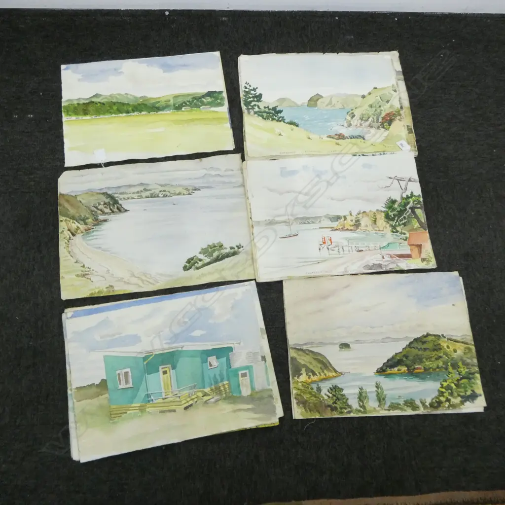OSCAR KENDALL NZ LANDSCAPE WCs C.1963 285x390mm FOXING Image 1++