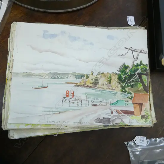 OSCAR KENDALL NZ LANDSCAPE WCs C.1963 285x390mm FOXING