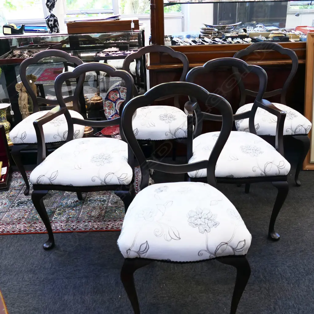 6 VICTORIAN STYLE BALLOON BACK CHAIRS (2 ARE CARVERS) Image 1++