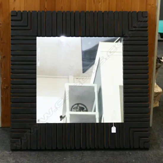 MODERN MIRROR, EBONISED FRAME 805x805mm