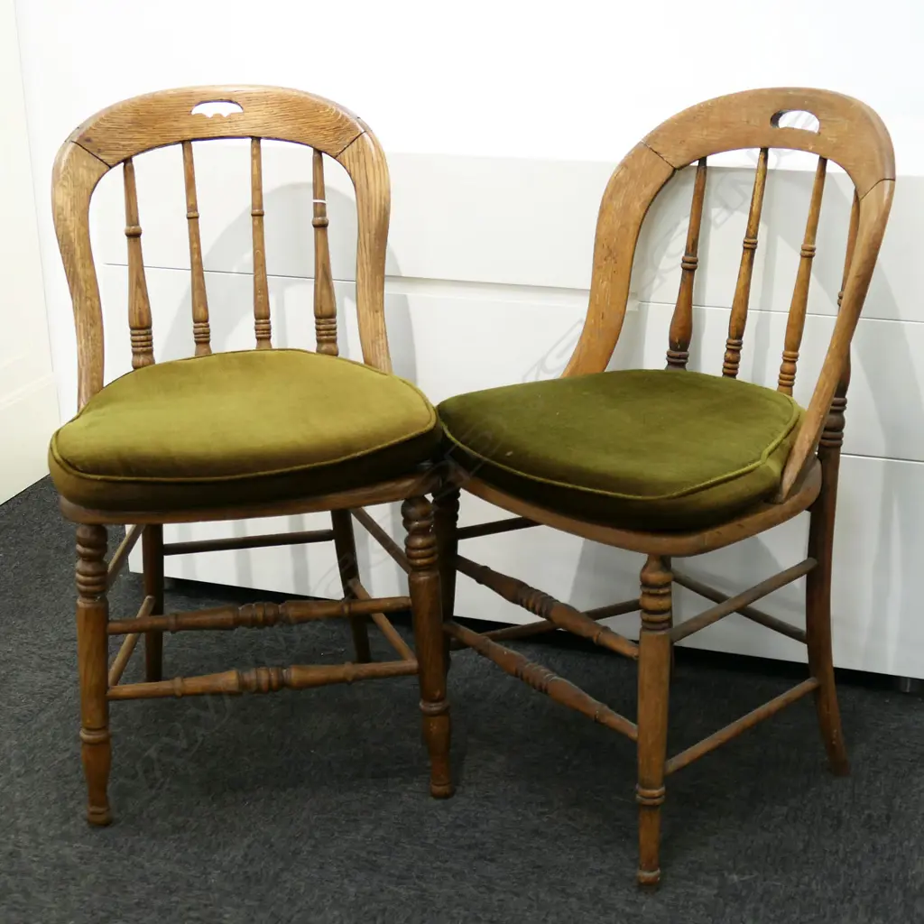 PR ANTIQUE SPINDLE BACK CHAIRS, CANED SEAT Image 1++