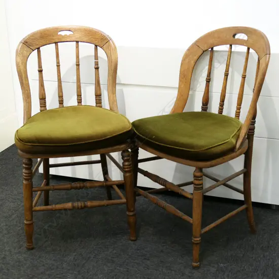 PR ANTIQUE SPINDLE BACK CHAIRS, CANED SEAT
