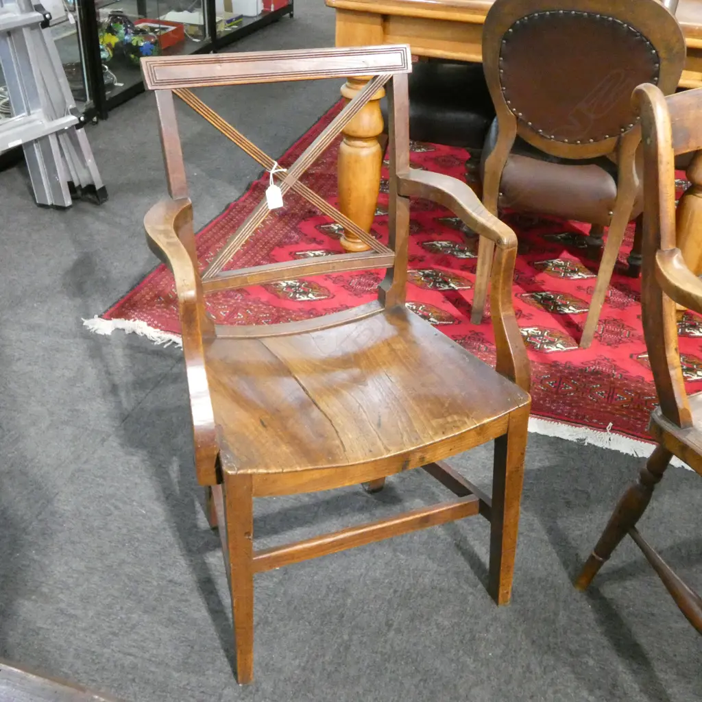 ANTIQUE COUNTRY STYLE WOODEN ARMCHAIR  Image 1++