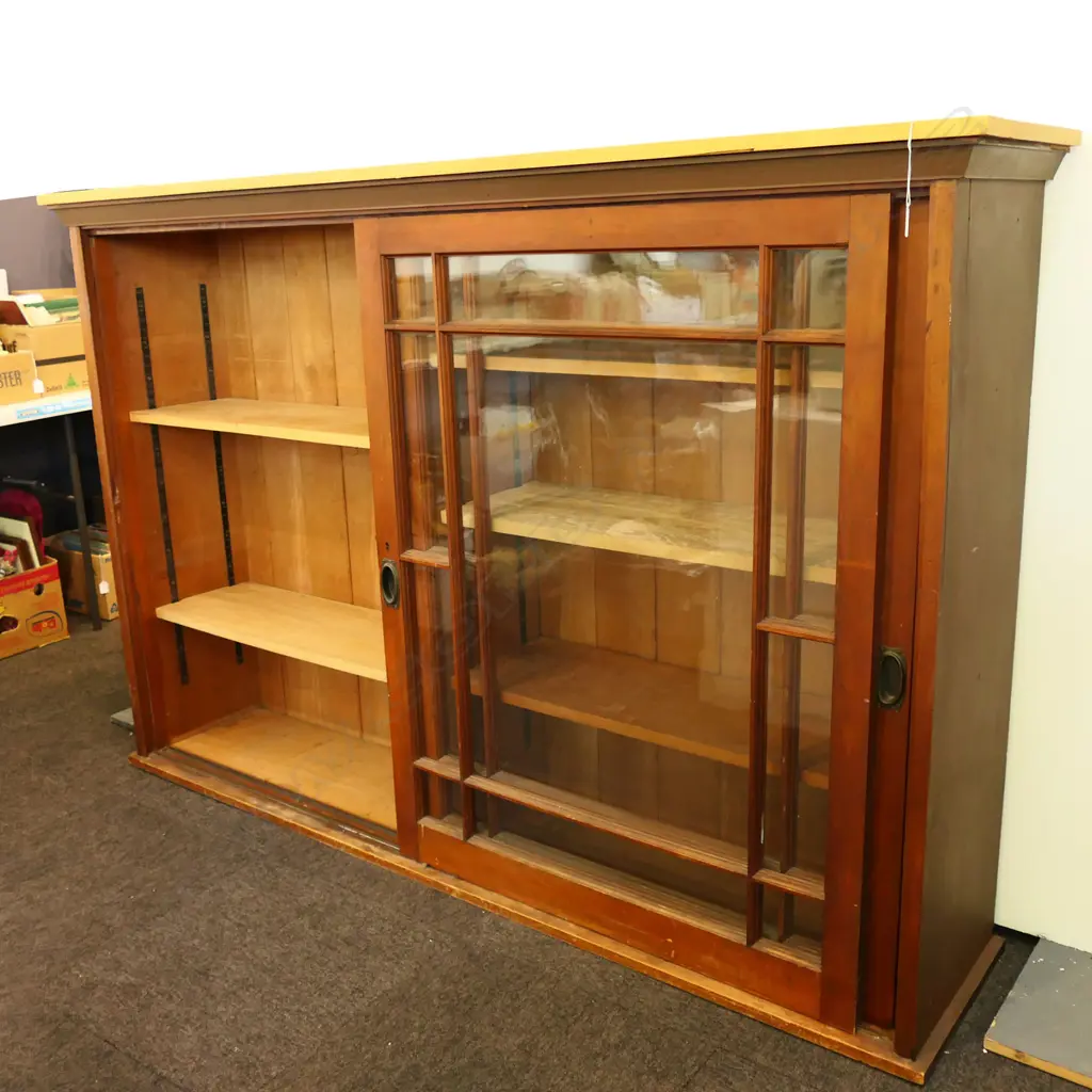 GLAZED 2 SLIDING DOOR DISPLAY CABINET 1920x400x1260mm Image 1++