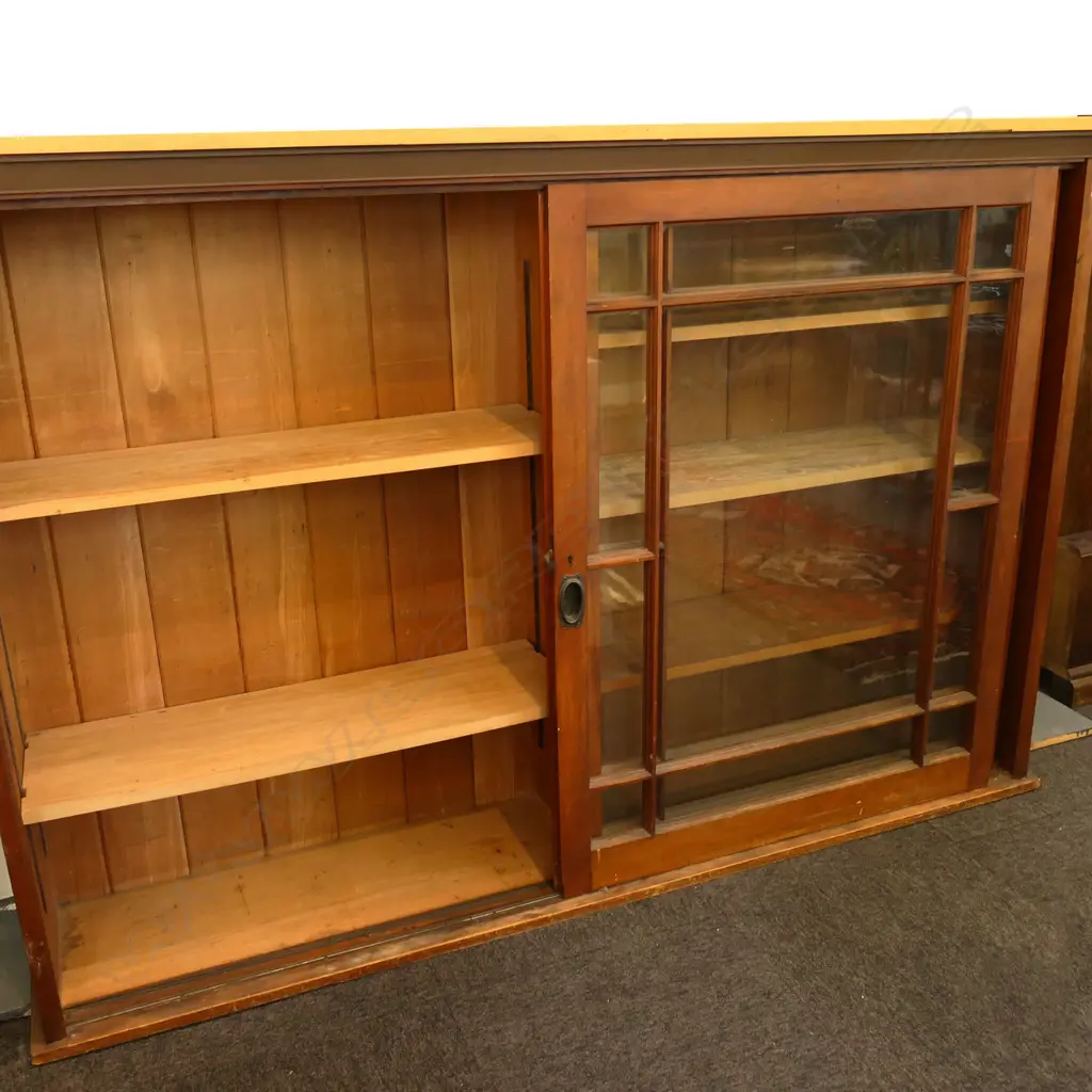 GLAZED 2 SLIDING DOOR DISPLAY CABINET 1920x400x1260mm Image 1++