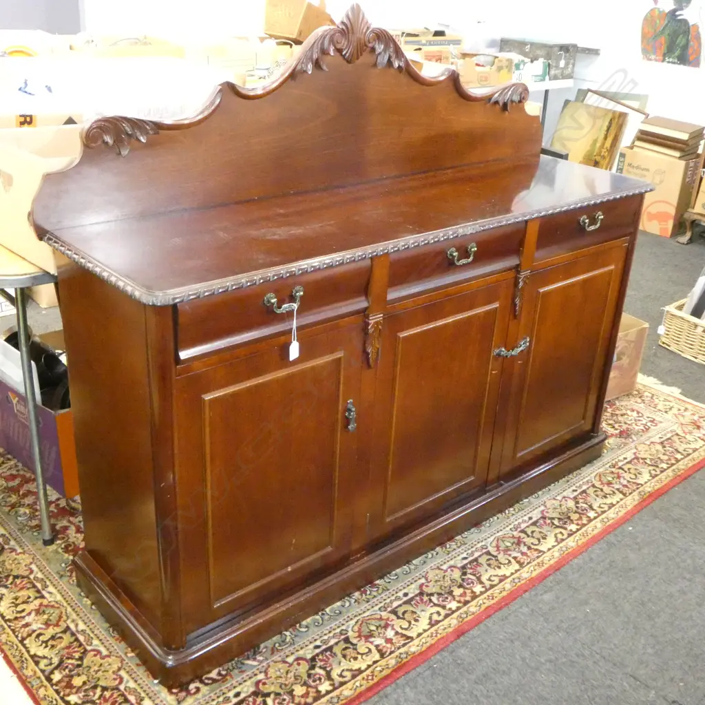 VICTORIAN STYLE MAHOGANY SIDE BOARD 1540x430x1280mm Image 1++