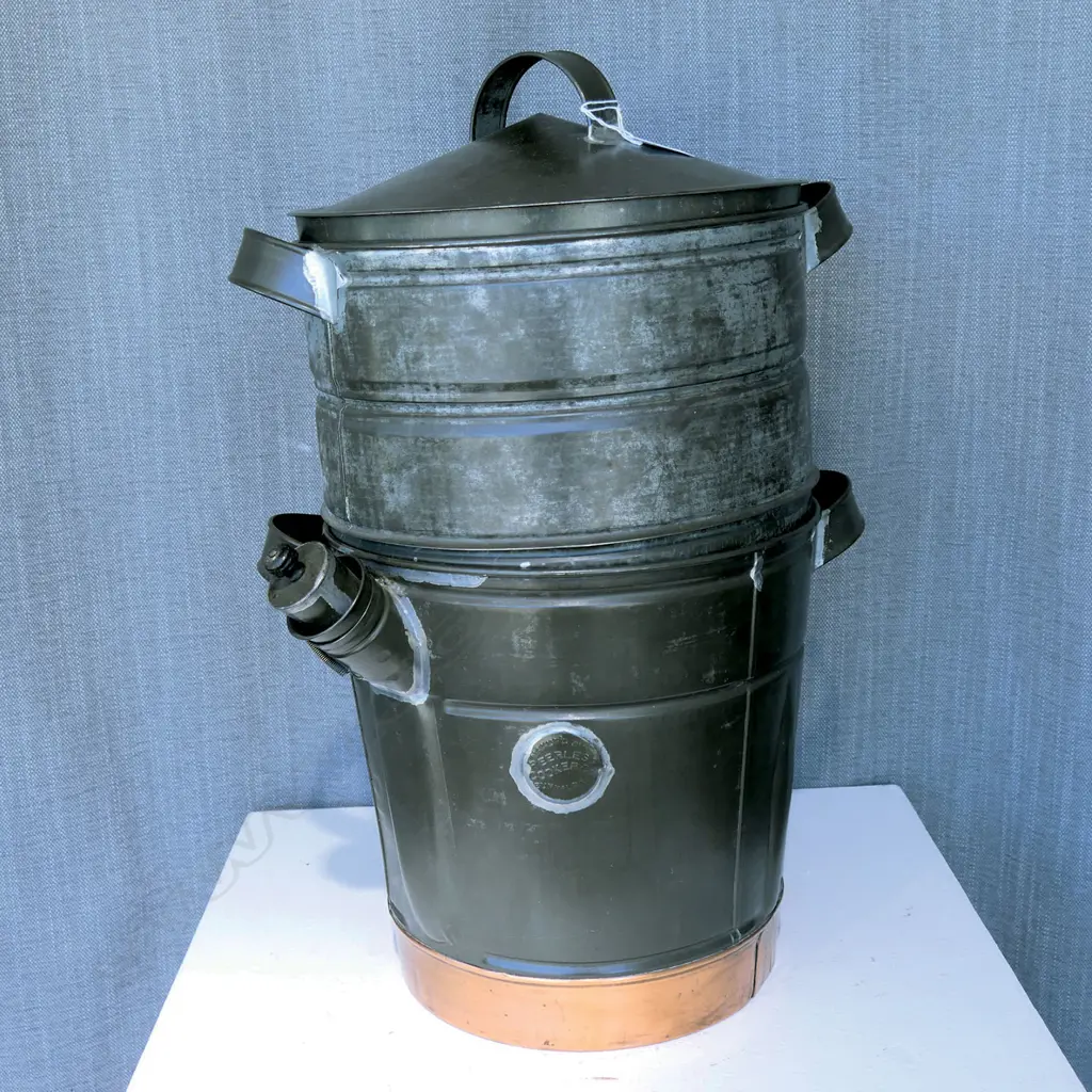 (2455) VINTAGE METAL PEERLESS COOKER Co. STEAMER H.520mm Image 1++