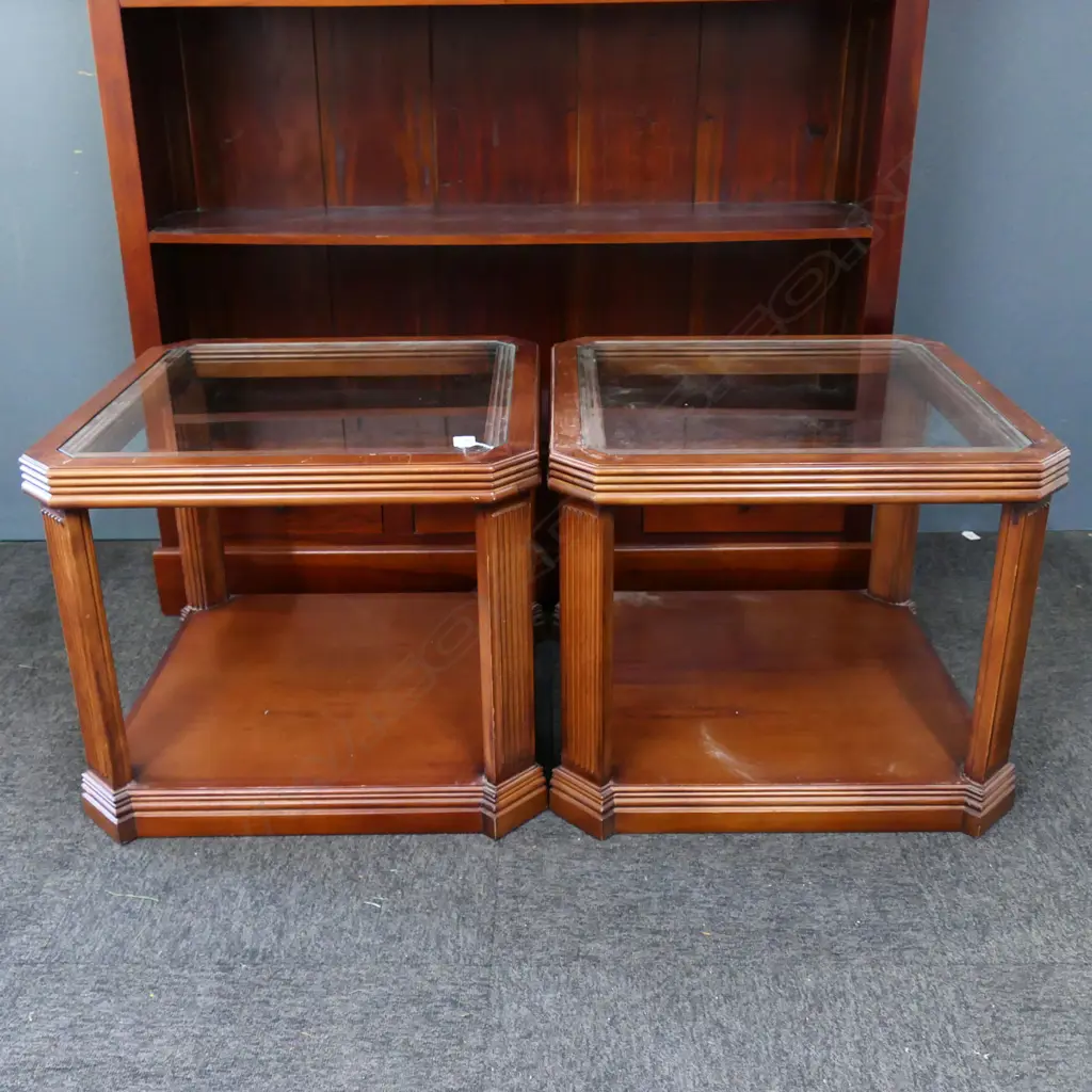 PR GLASS TOPPED SIDE TABLES 600x600x500mm Image 1++