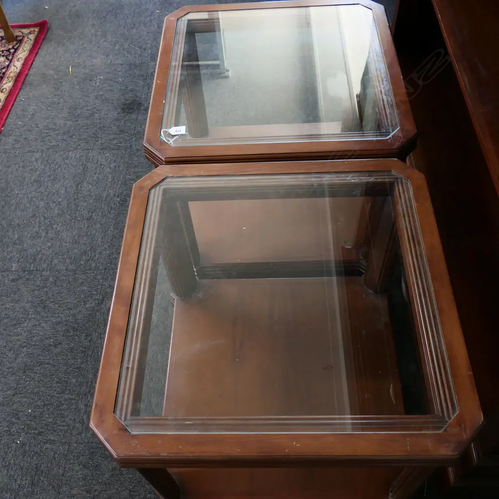 PR GLASS TOPPED SIDE TABLES 600x600x500mm Image 1++