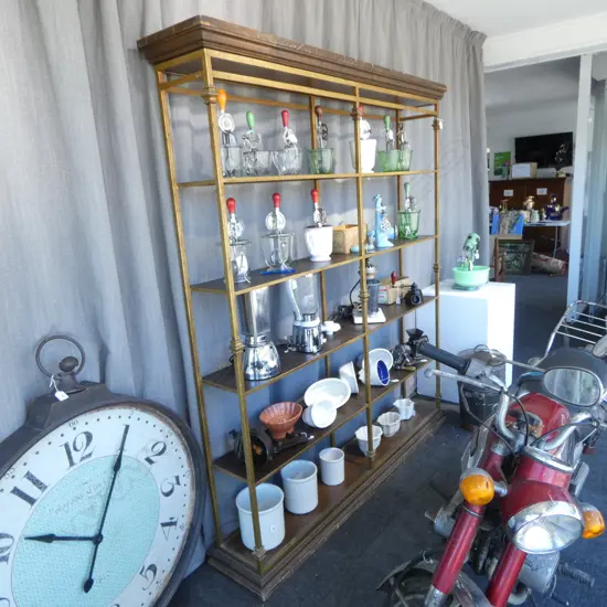 LG MODERN 5 TIER GILDED METAL & TIMBER SHELVES 1700x315x1980mm