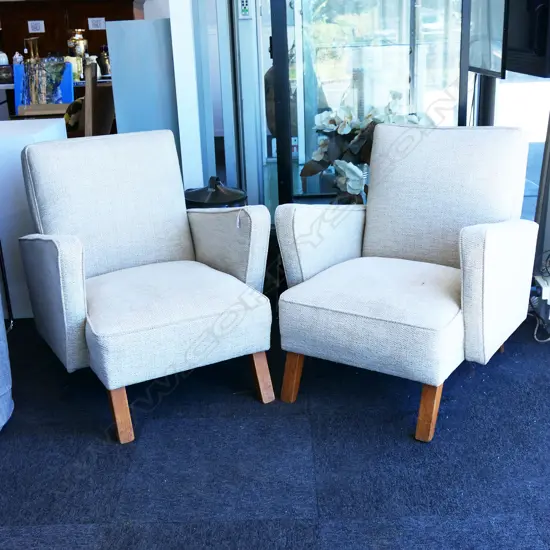 PR MID CENTURY UPHOLSTERED ARMCHAIRS