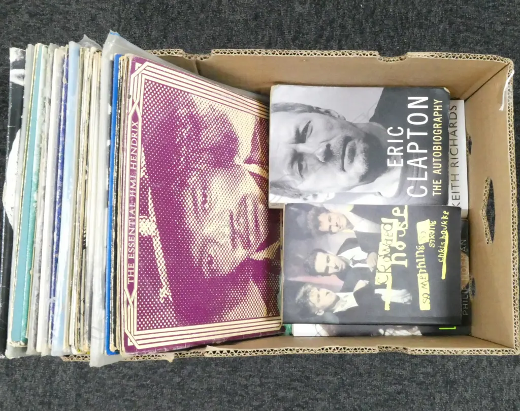 ASST RECORDS HENDRIX ETC WITH ASST MUSIC BOOKS Image 1++