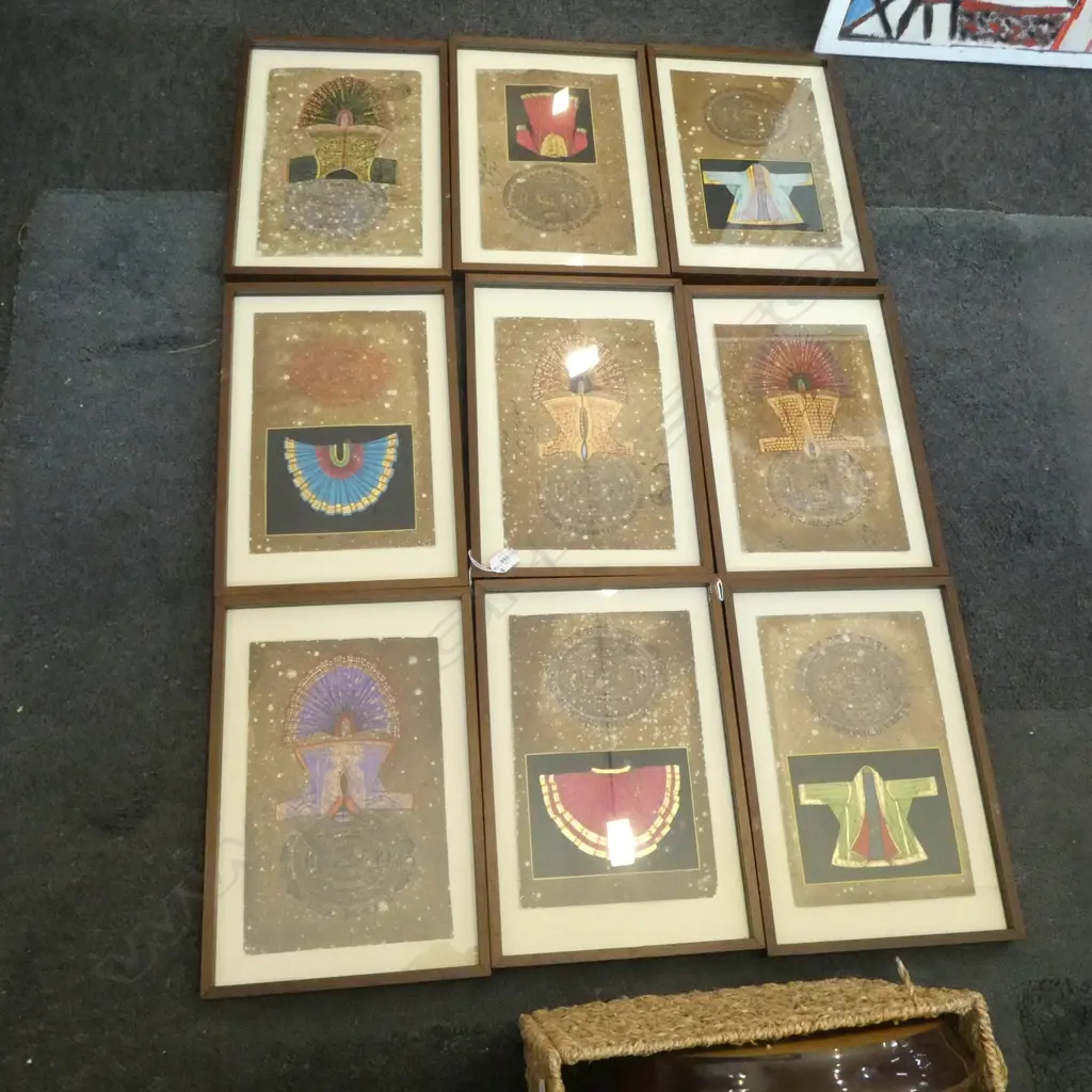 SET OF 9 ARTWORKS; INDIAN FASHION 325x220mm Image 1++