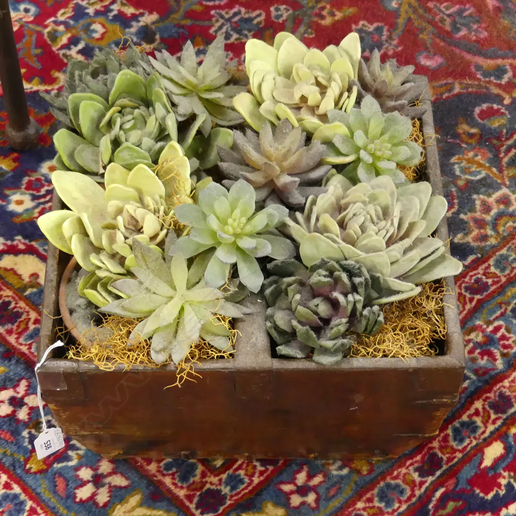 BASKET OF FAUX SUCCULENTS 320x320x250mm Image 1++