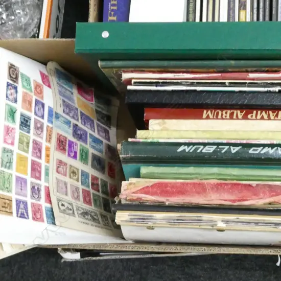 VINTAGE STAMP ALBUMS (MOST HALF FULL)