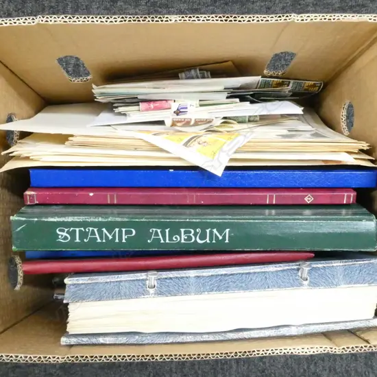 7 STAMP ALBUMS + ASST. LOOSE PAGES & FIRST DAY COVERS