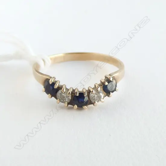 9ct GOLD SAPPHIRE COMPANION RING 1.16gms SIZE L