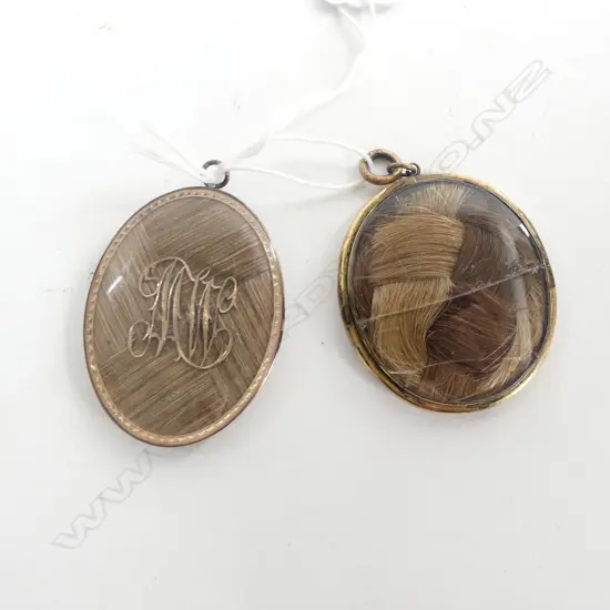 2 ANTIQUE MOURNING PORTRAIT MINIATURE (1 A/F) H.50mm