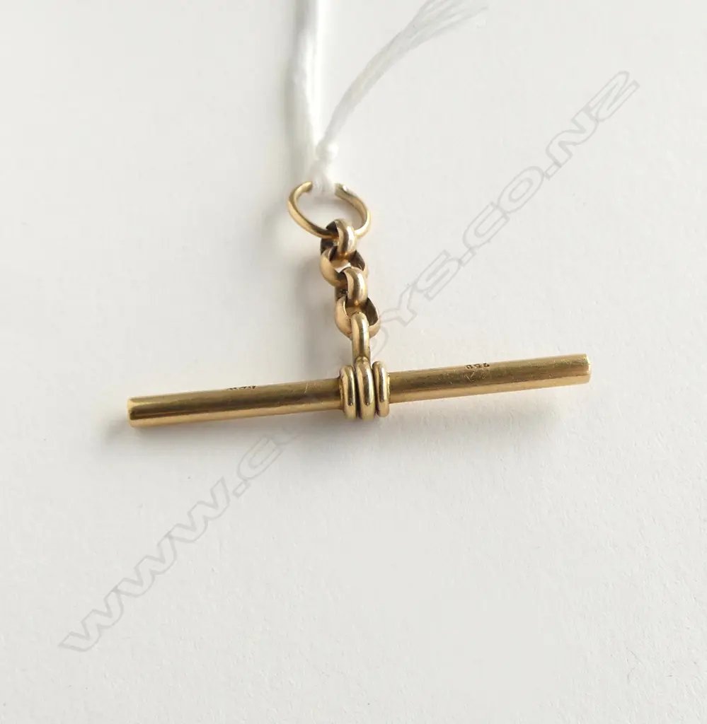 18CT GOLD T-BAR AND PORTION OF CHAIN 5gm Image 1++