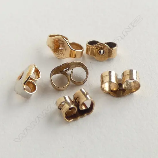 6 x scroll 9ct GOLD EARRING BACKS