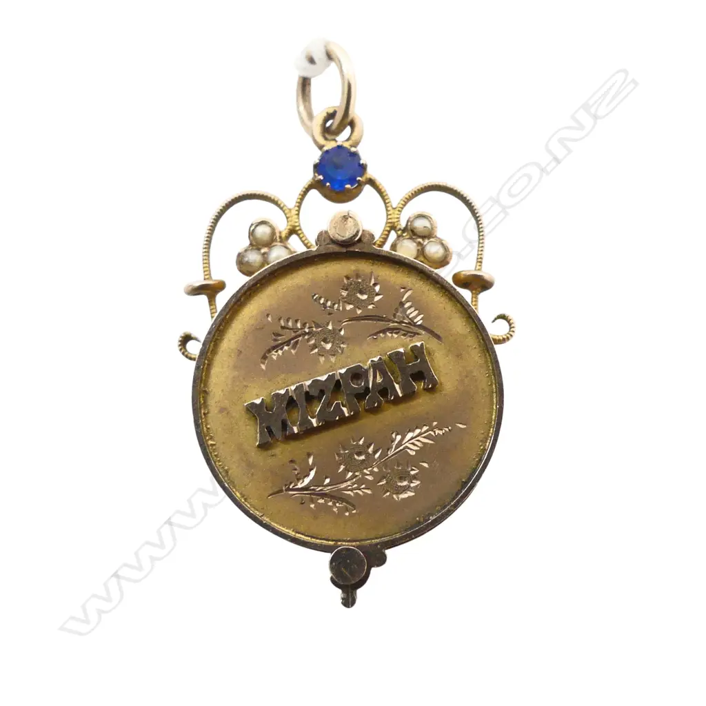 9ct GOLD MIZPAH EDWARDIAN LOCKET pivoting cover w hair lock. Seed pearl highlights 4.15gms Image 1++