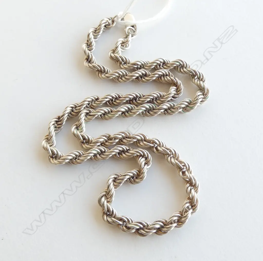 ITALIAN SILVER ROPE TWIST UNIFORM NECK CHAIN L.480mm  Image 1++