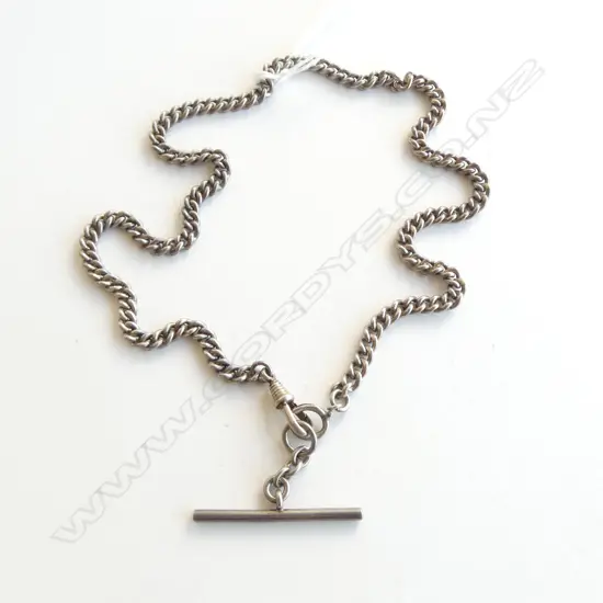VINTAGE SILVER CURB LINK ALBERT CHAIN L.430mm 32.5gms