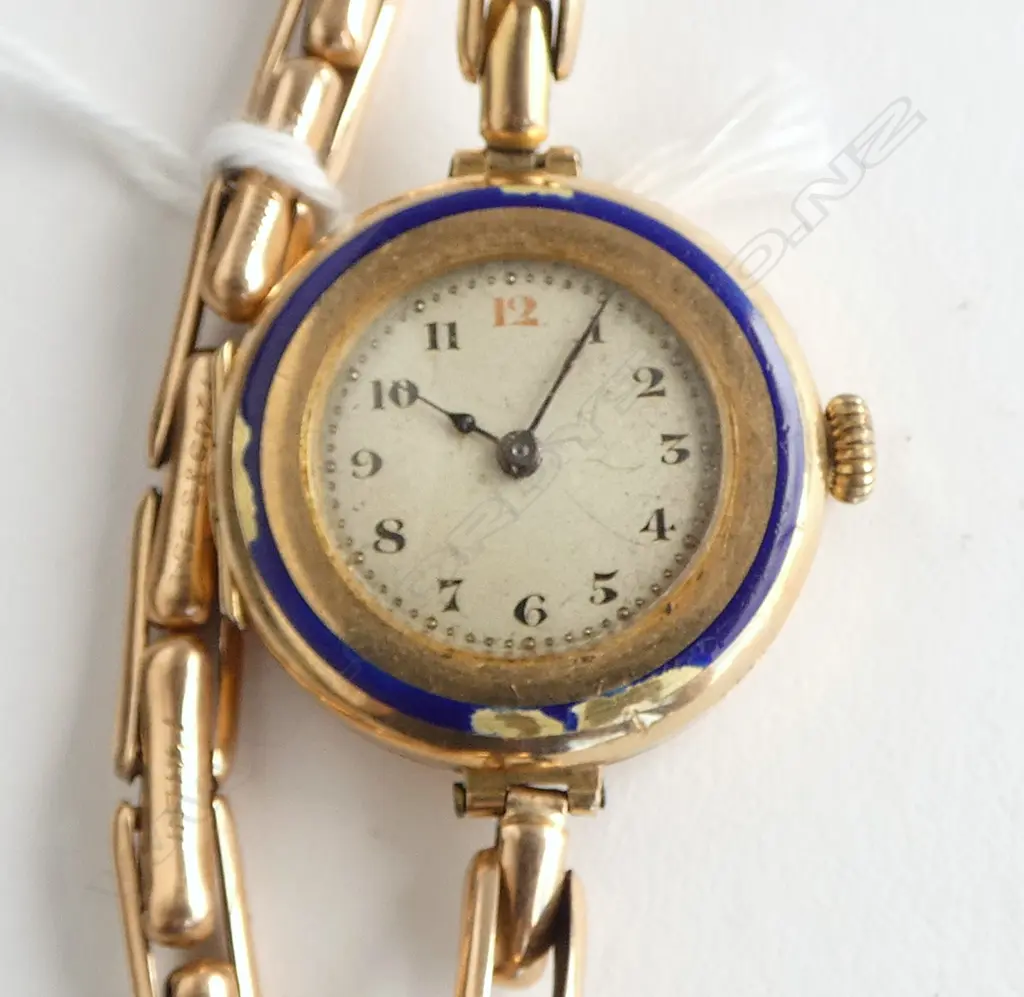 1920's 15ct GOLD CASE & STRAP ROLEX LADIES WRISTWATCH enamel faulted movement & case signed not running 21gms Image 1++