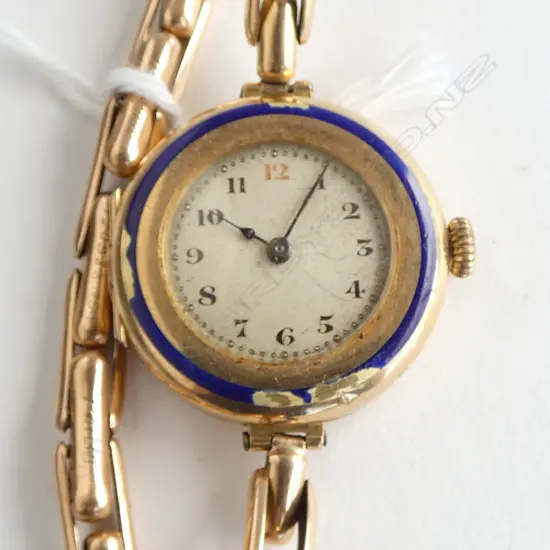 1920's 15ct GOLD CASE & STRAP ROLEX LADIES WRISTWATCH enamel faulted movement & case signed not running 21gms
