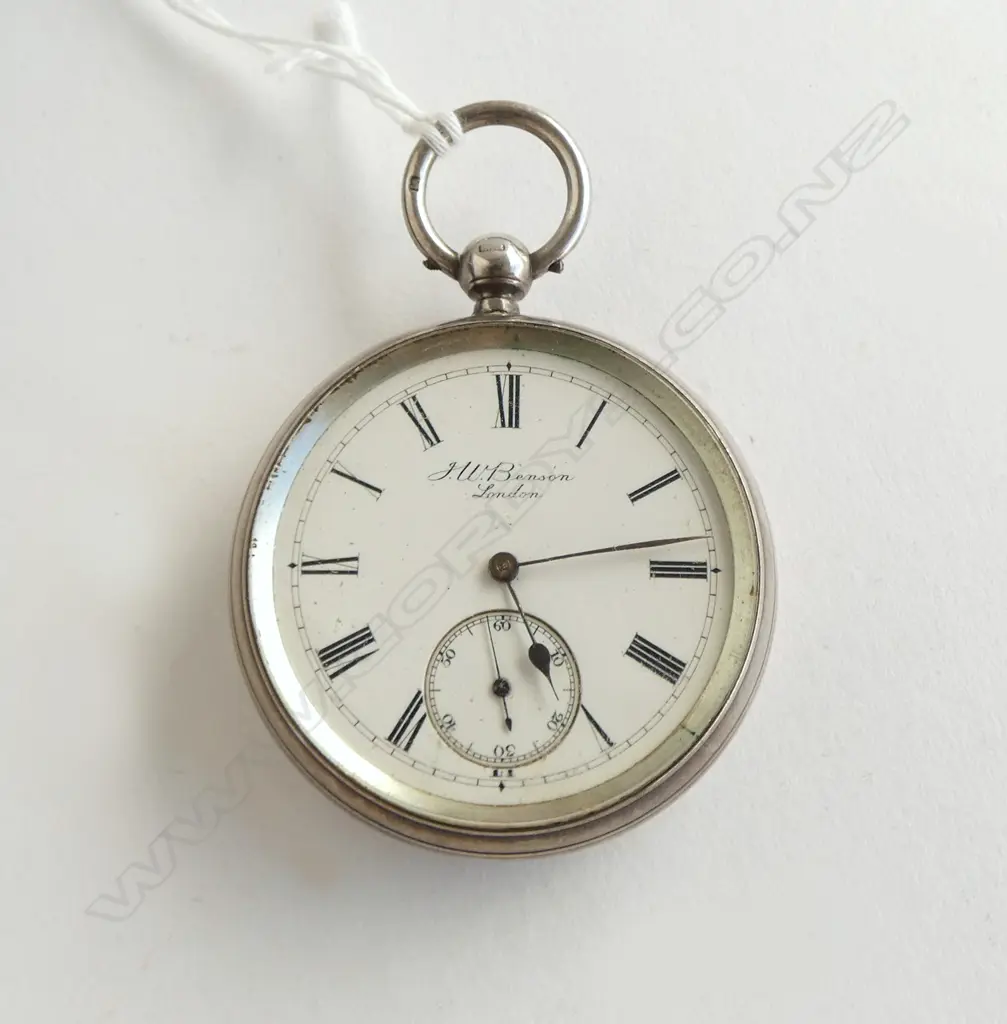 SILVER J.W. BENSON 'The "Ludgate" Watch' key wind running  Image 1++