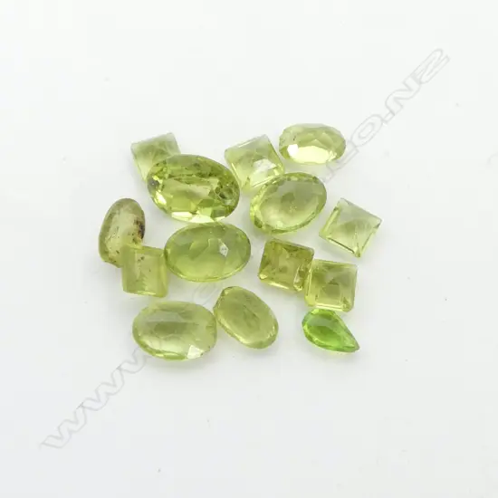 14 FACET CUT PERIDOTS, various sizes, 8.3ct