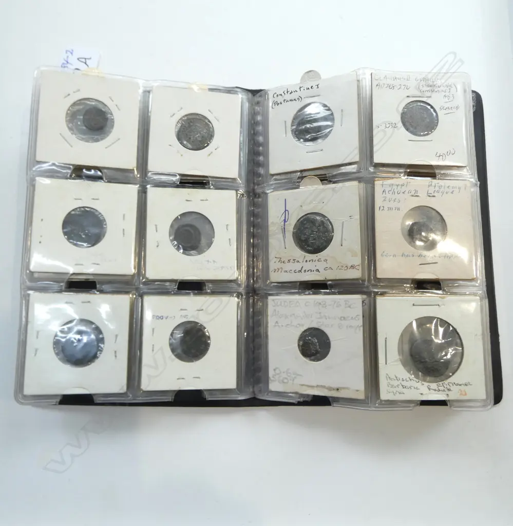 FOLDER of GREEK & ROMAN COINS MOSTLY OLD PERIOD ITEMS  a few possible replicas Image 1++