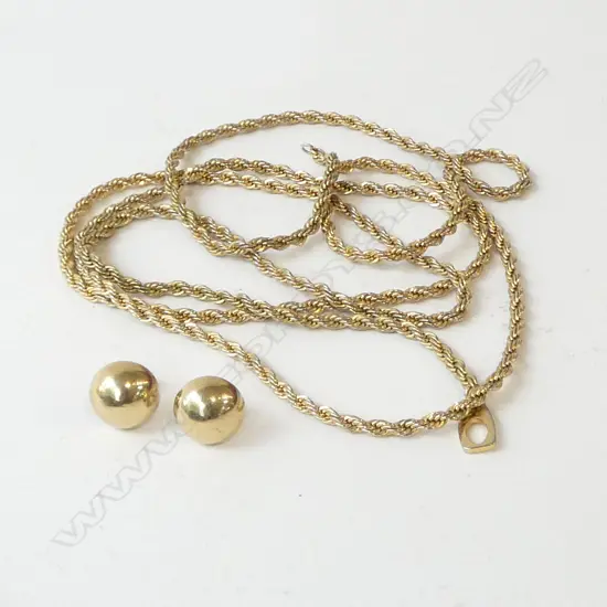 PR 9ct DOME DISC EARRINGS 0.88gms 1 butterfly not gold + GOLD PLATE NECKCHAIN no clasp