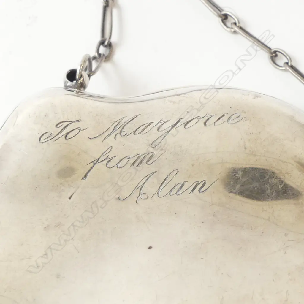 SILVER PURSE w KIDSKIN INTERIOR, BIRM.1944, engraved XMAS 1946, 119gm Image 1++