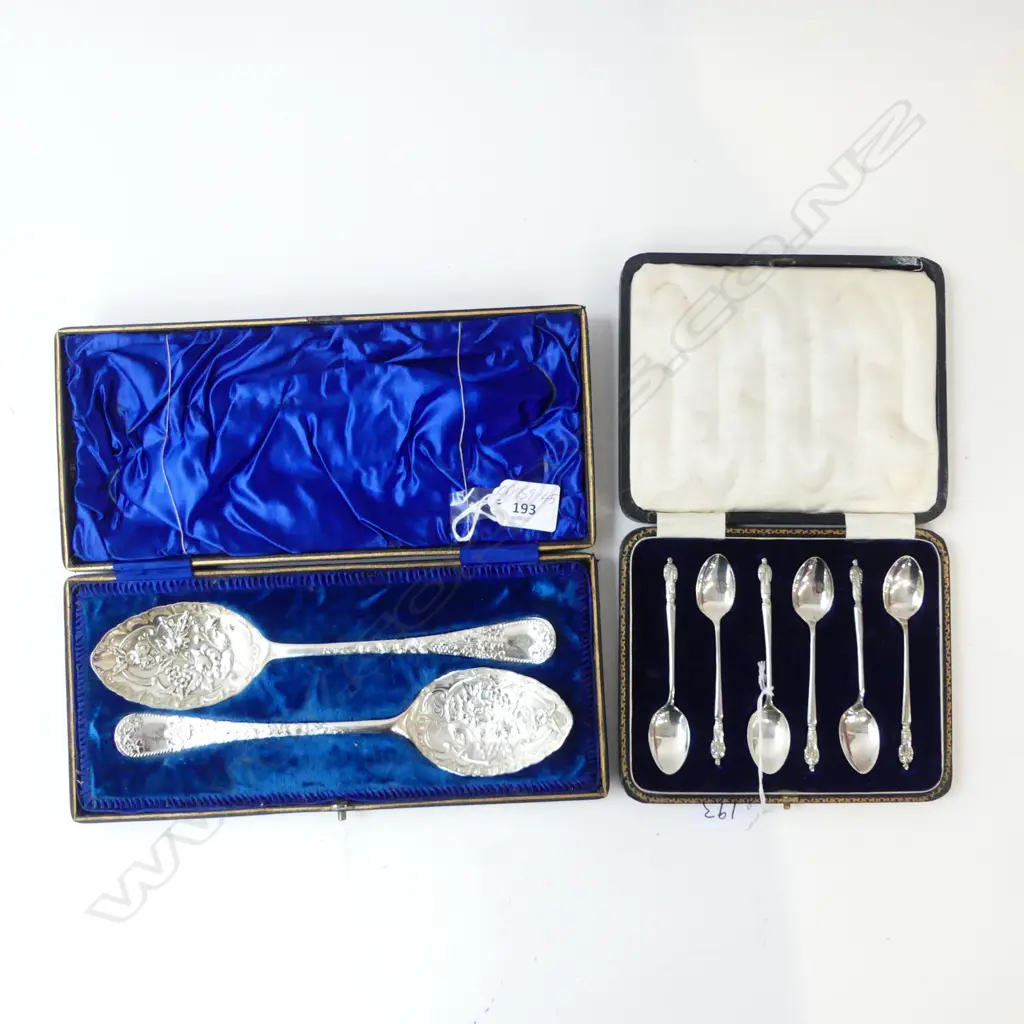 SET 6. MONK SPOONS STERLING 61.8GM & PAIR PLATED BERRY SPOONS   Image 1++