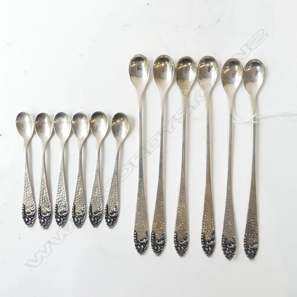 TWELVE 800 SILVER SPOONS 6+6 STAMPED 800PK, 160GMS, L.100MM-170MM,  Image 1++