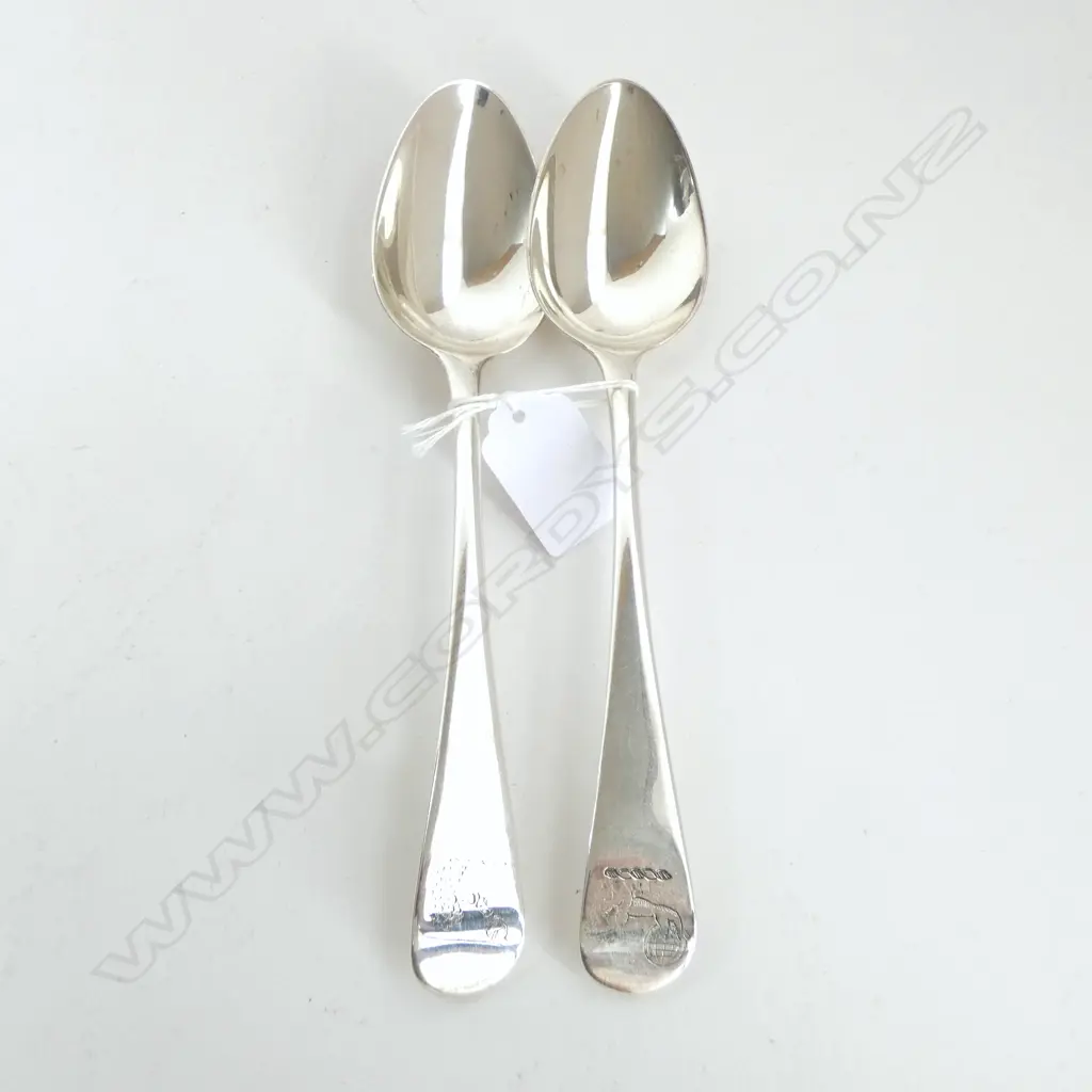 PR GEORGE III SILVER TABLE SPOONS London 1788 by Thomas Northcote crested 145gms  Image 1++