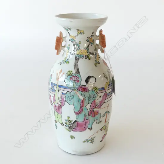 Republic of China period Luo Su's pastel Vase with "mother educating children" pattern H 245mm