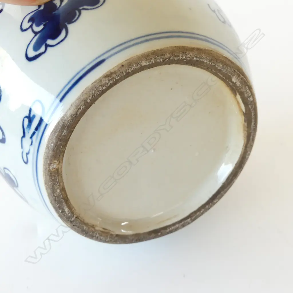 Chinese Blue and white dragon-pattern ginger jar with lid H.150mm small chip Image 1++