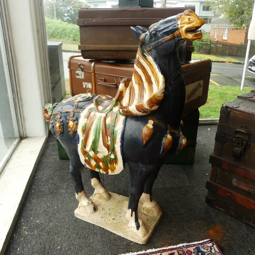LG TANG DYNASTY STYLE HORSE ORNAMENT H.910mm Image 1++