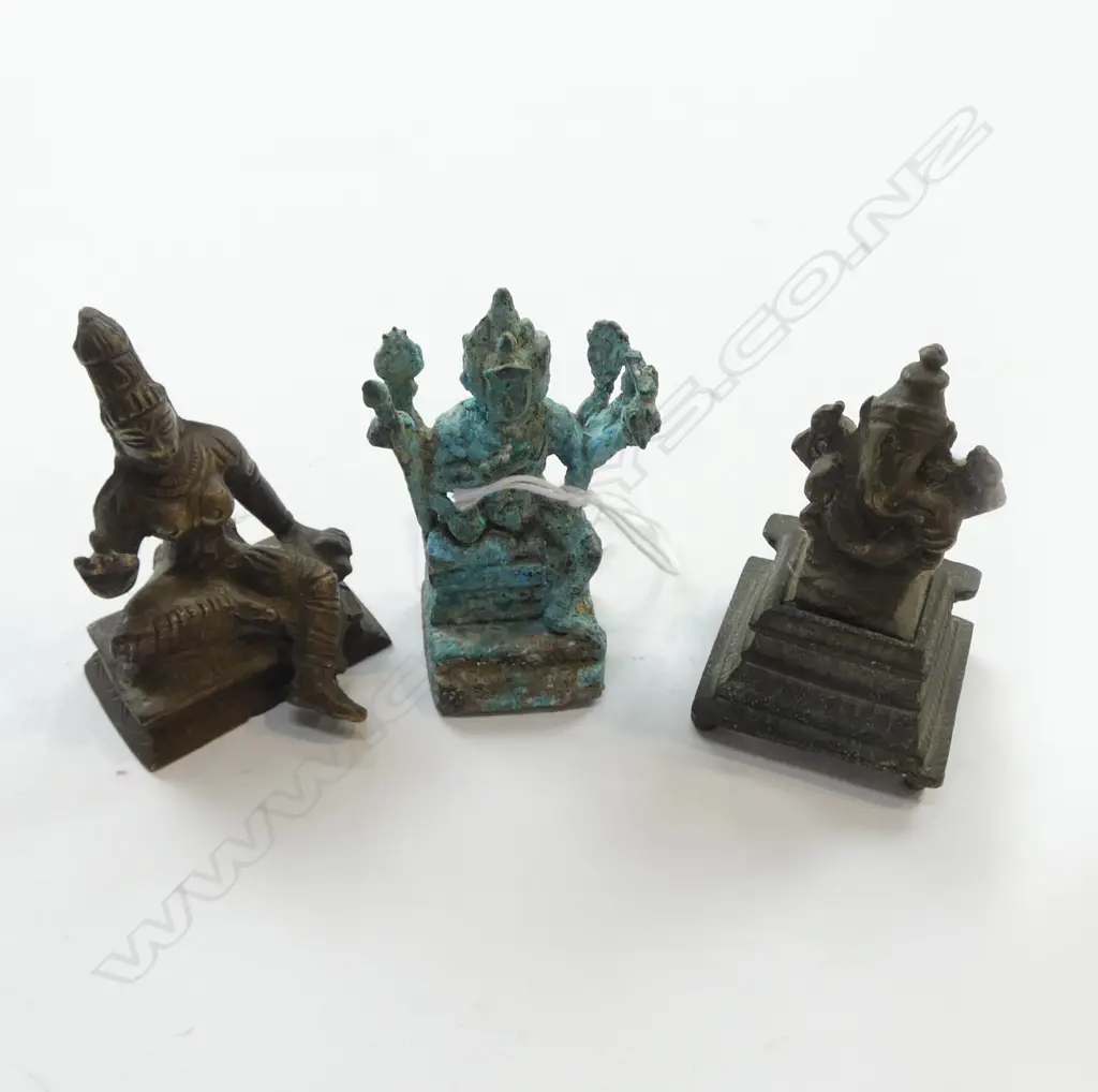3 CAST METAL DEITIES; Ex John Perry Collection, H.70mm Image 1++