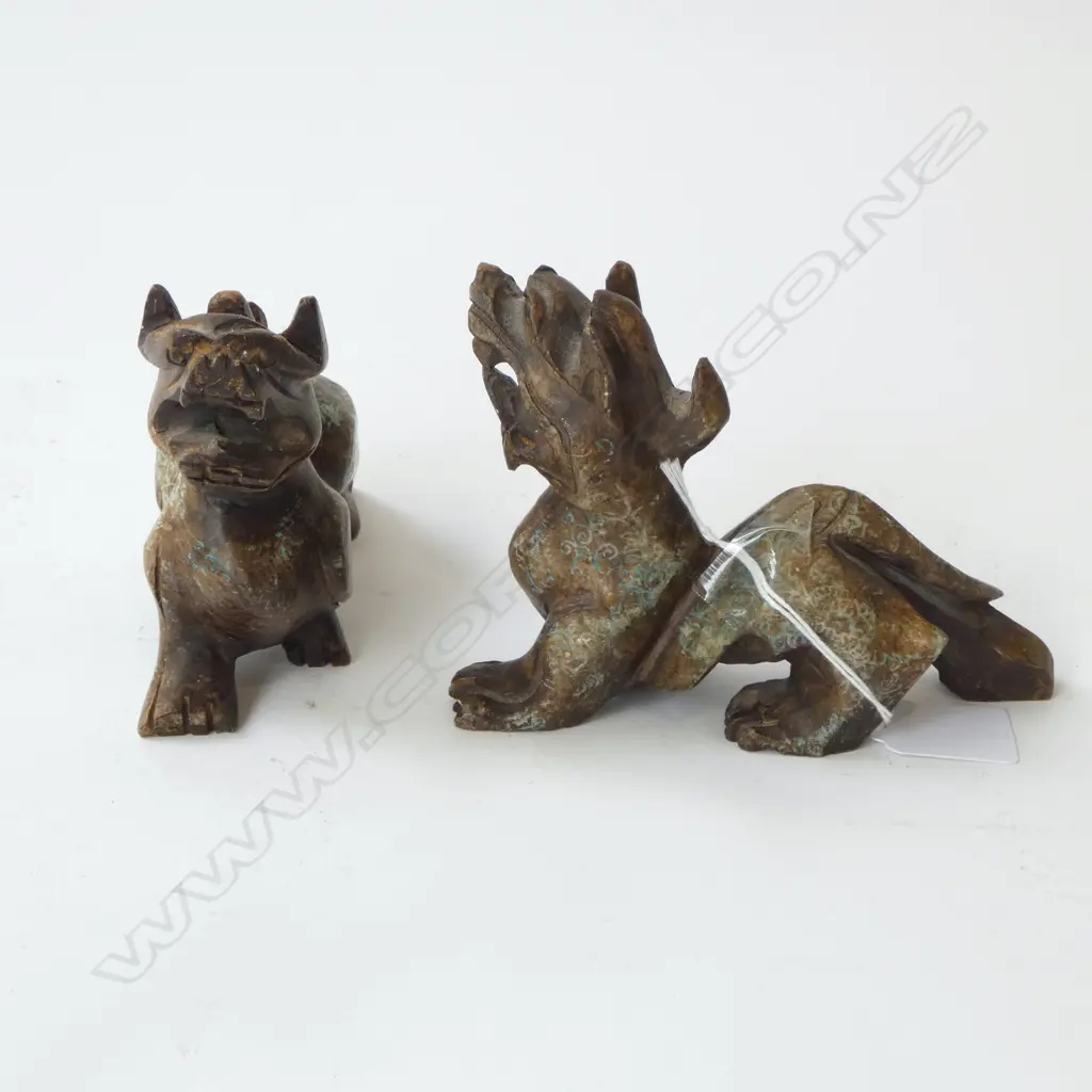 PR ORIENTAL CARVED STONE DRAGONS Image 1++