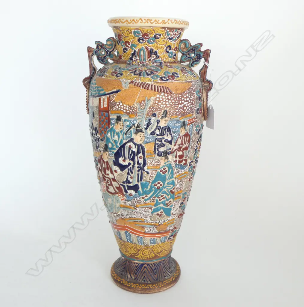 SATSUMA VASE LARGE MORIAGE STYLE TAISHO PERIOD. H.420mm Image 1++