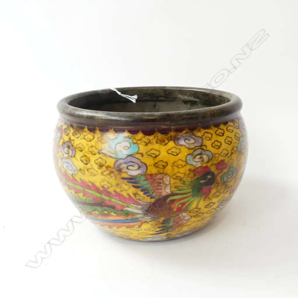 ORIENTAL ENAMELLED METAL BOWL H.120mm, 180mm dia Image 1++