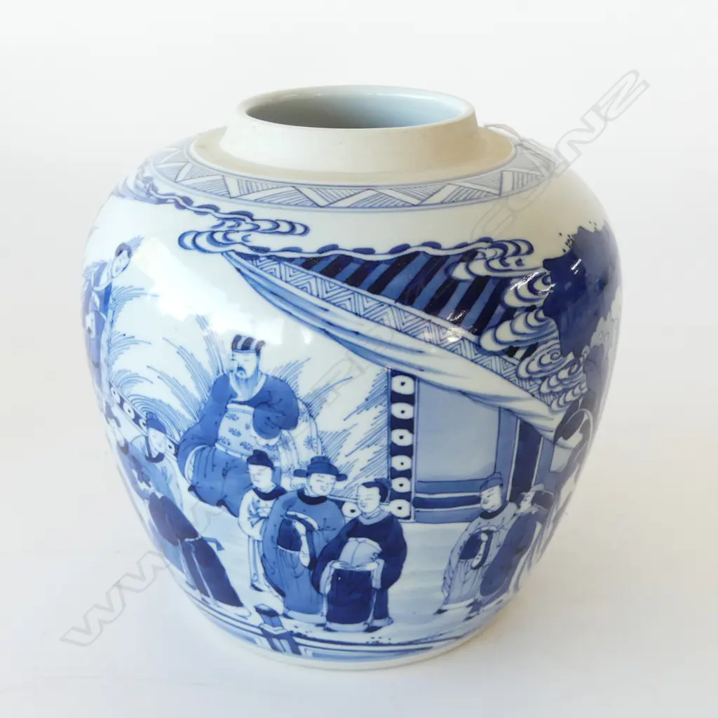 Qing Dynasty style Kangxi blue and white figures ginger jar Kangxi mark H.217mm no lid Image 1++