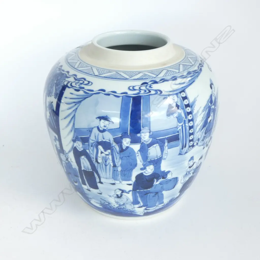 Qing Dynasty style Kangxi blue and white figures ginger jar Kangxi mark H.217mm no lid Image 1++